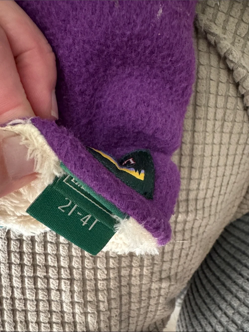 L.L. Bean Purple & Teal Kids Fleece Pom Hat with Matching Mittens